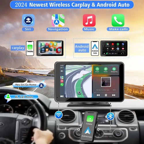 HiEHA Wireless CarPlay Dash Cam with Bluetooth & GPS Navigation
