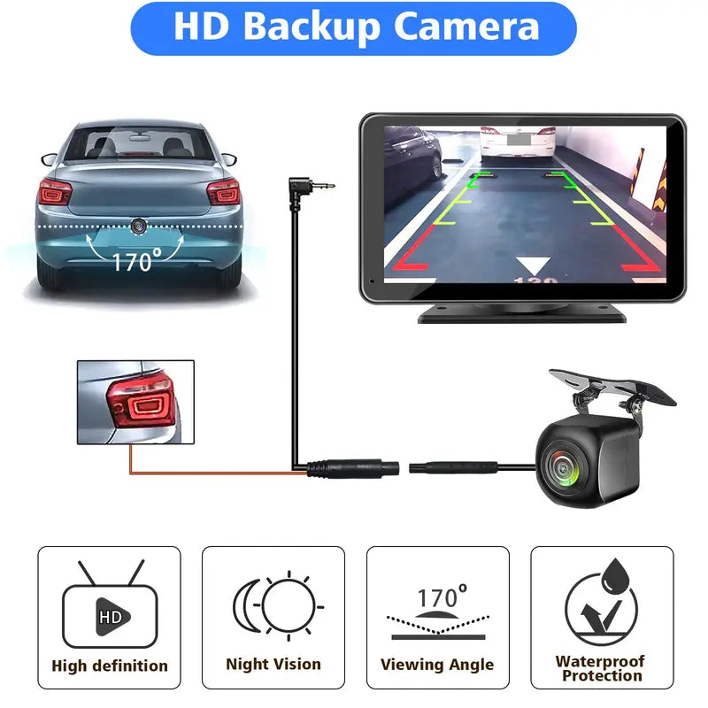 HiEHA Wireless CarPlay Dash Cam with Bluetooth & GPS Navigation