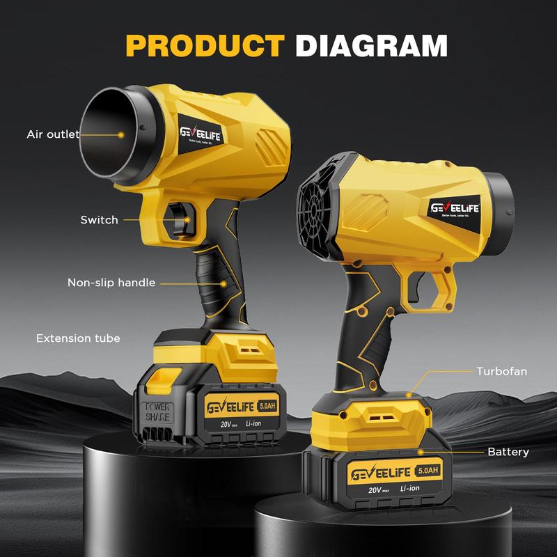 GEVEELIFE Turbo Jet Blower 200W Cordless Leaf Blower